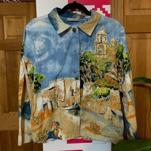 SOLD Countryside Town Scenery Printed Jacket